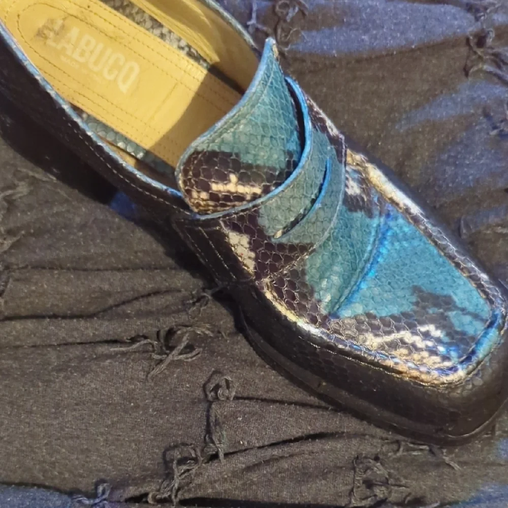 Labucq Blue and Black Snakeskin Loafers - Picture 3 of 4